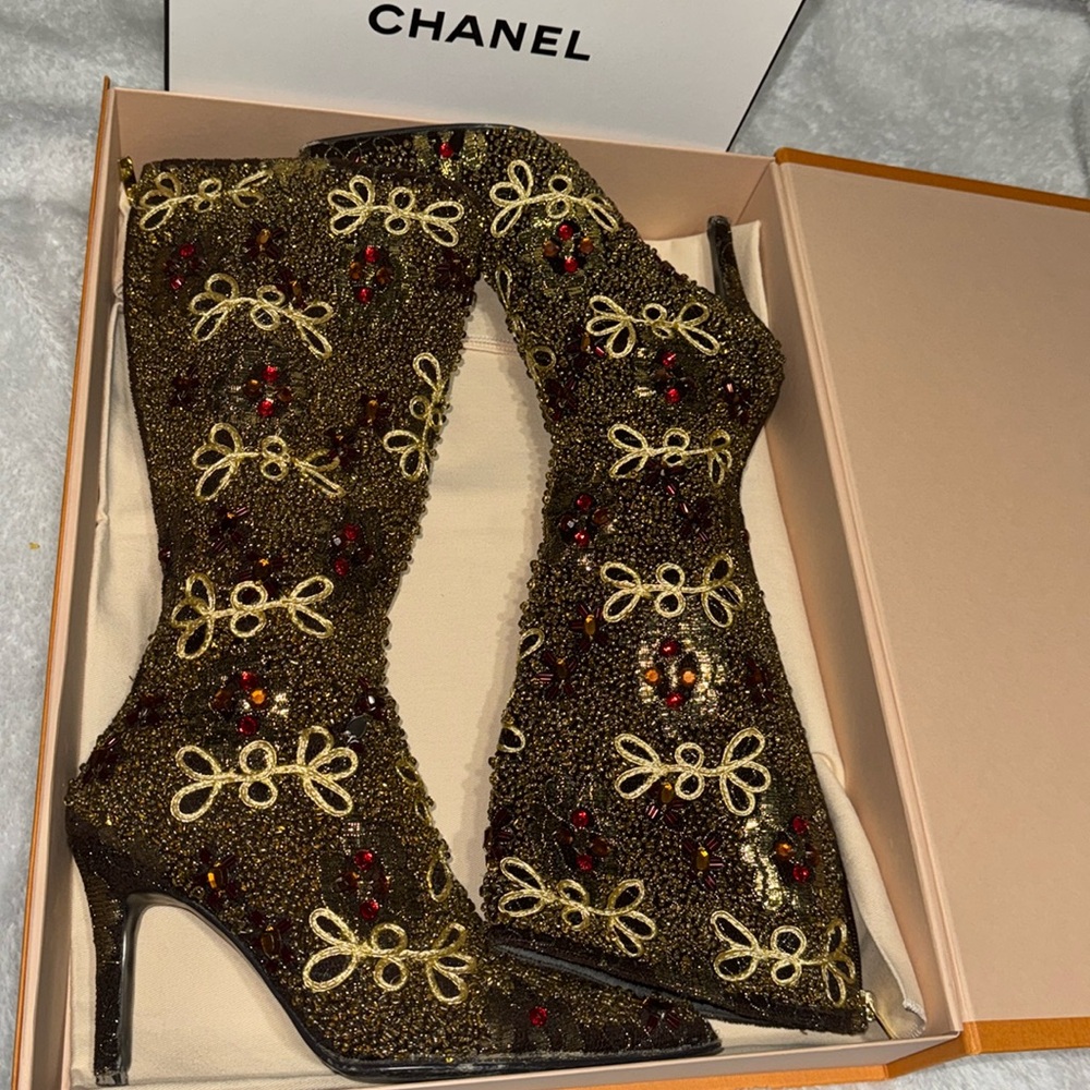 Vintage Colin Stuart Embroidered Beaded beautiful Boots not box size 8 - Picture 5 of 17
